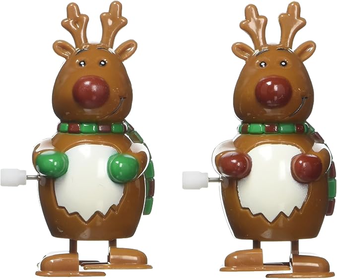 2pk Racing Reindeers - Hilarious Holiday Christmas Wind Up Stocking Stuffer Toys