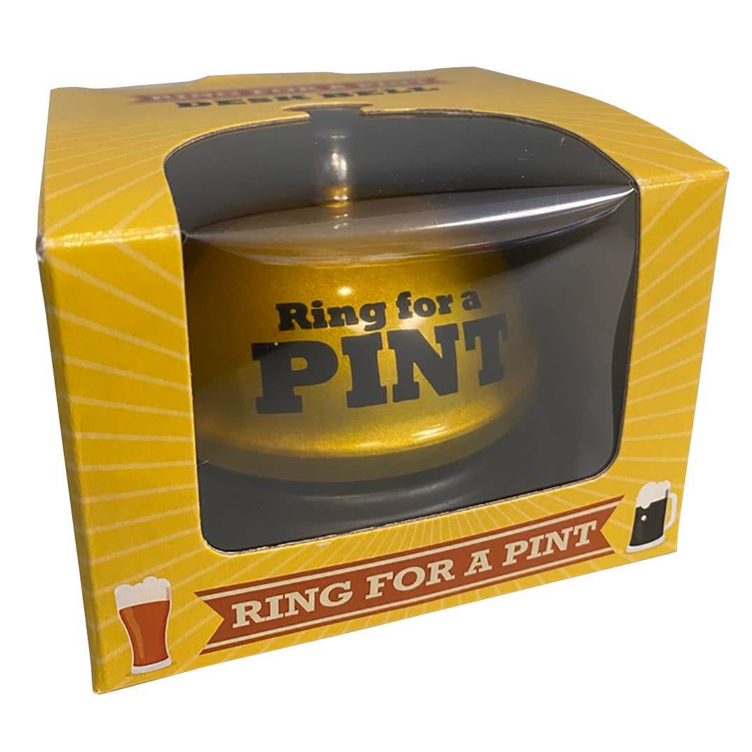 Ring for A Pint - Golden Beer Bell - Office Desk Kitchen Bar Pub Room