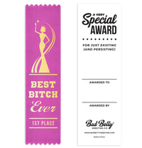 🏆 "BEST BIT#*H EVER 1st Place" Funny Award Ribbon 😂 Gag Gift Joke Prize Adult