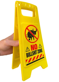 The ⚠️ Funny Warning No Bullshit Zone Desk Sign features a bold "No Bullshit Zone" message with a crossed-out bull graphic—an office humor gag gift that's perfect for any workspace.