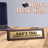 🚕Dad’s Taxi Funny Dad Gift Wooden Desk Sign Chauffeur Office Humor Father’s Day