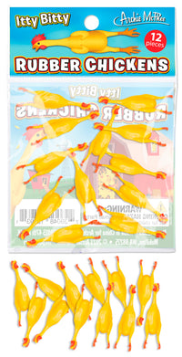 ITTY BITTY Rubber Chickens - 12 Piece Tiny Party Toy Decorations ~ Archie McPhee