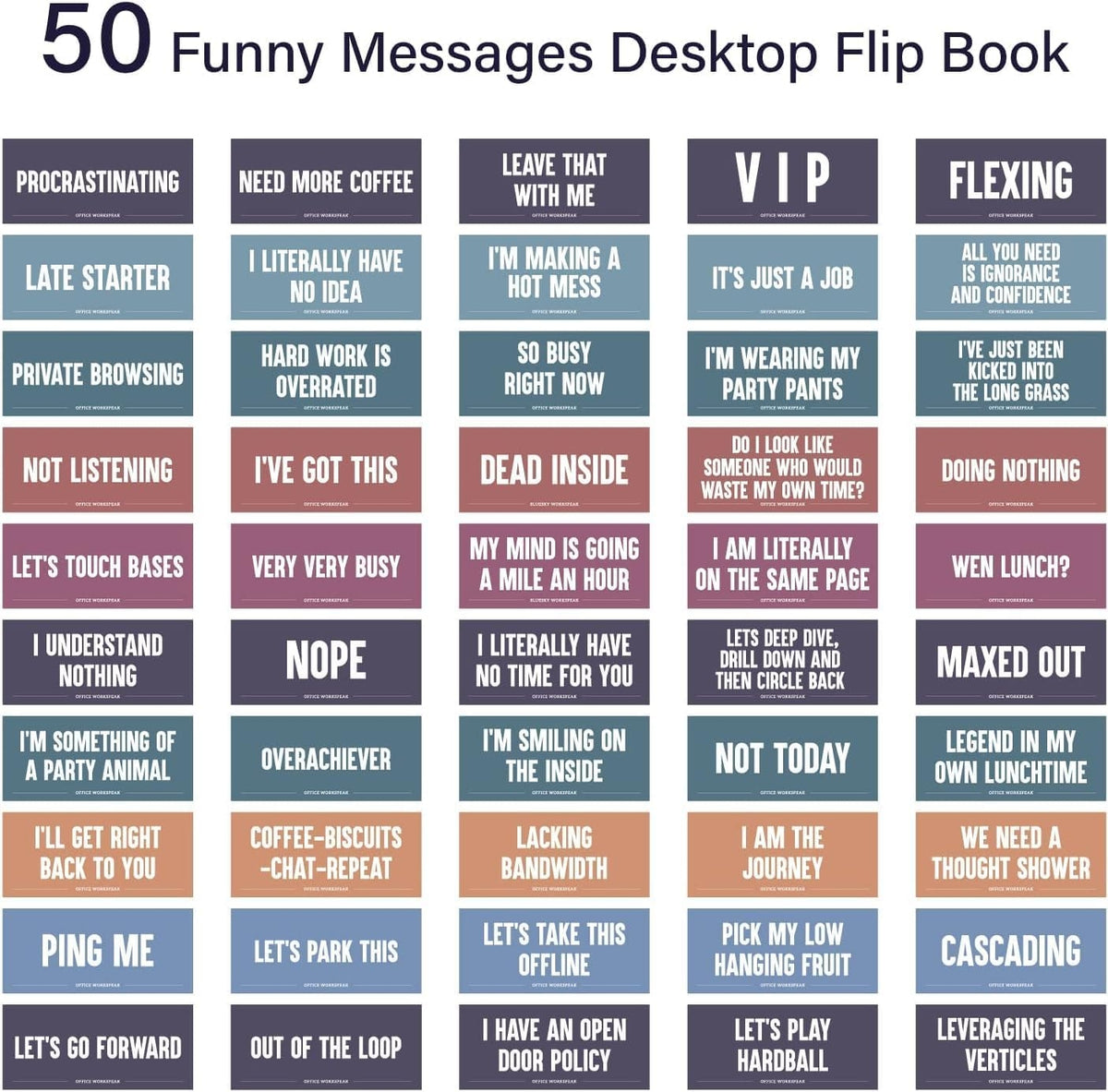 Work-Speak - 50 Daily Messages Desk Table Spiral Flip Book - Funny Office Signs