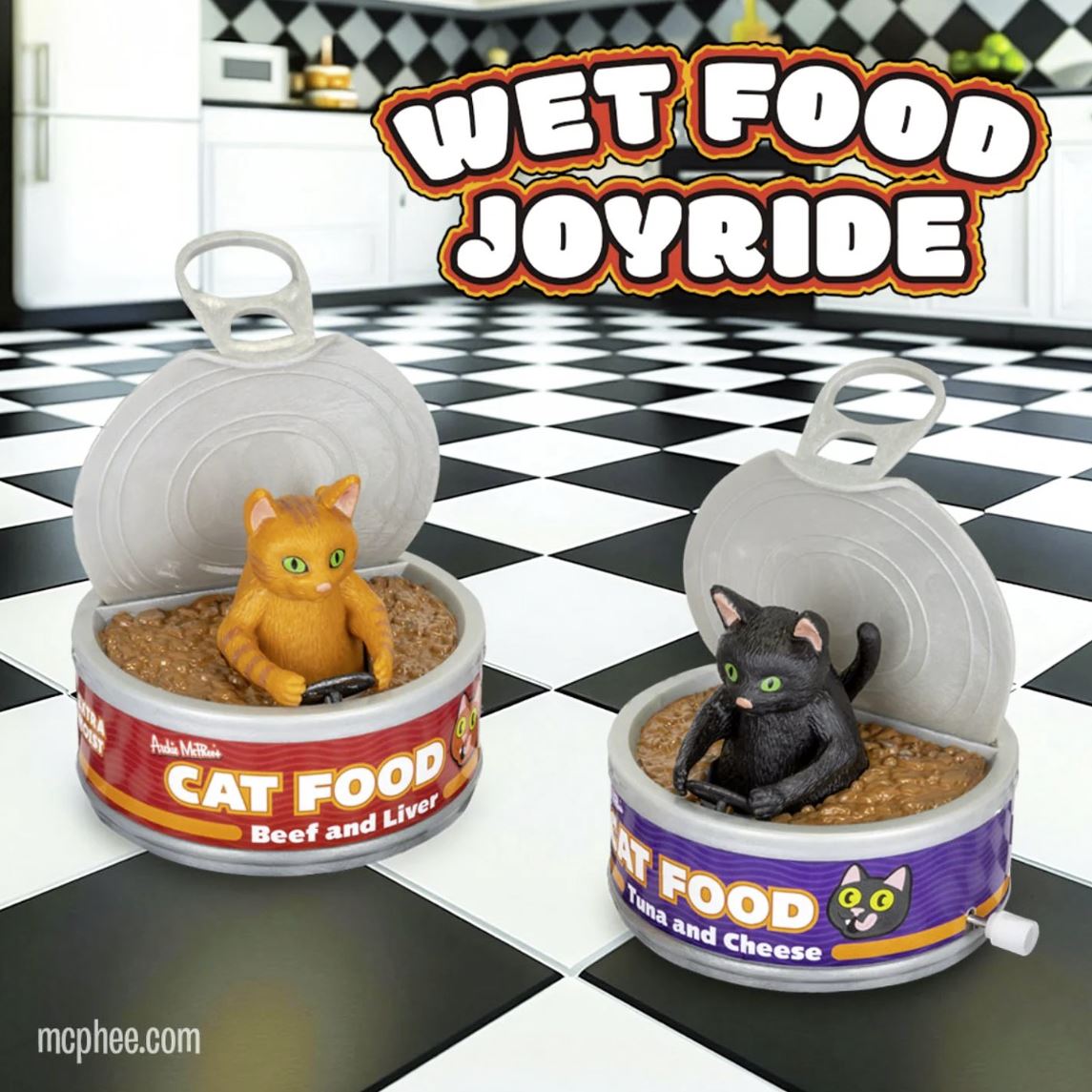 Wet Food Joyride Racer - Funny Wind Up Cat Racing Toy - Archie McPhee