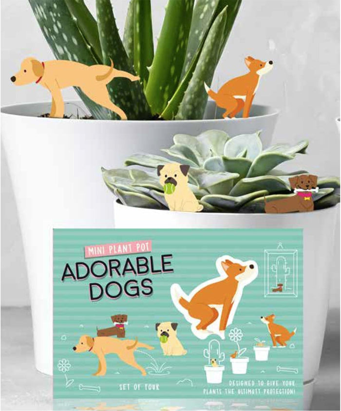 Mini Adorable Dogs Planter Figurine Statues - Plant Pot Garden Marker Decoration