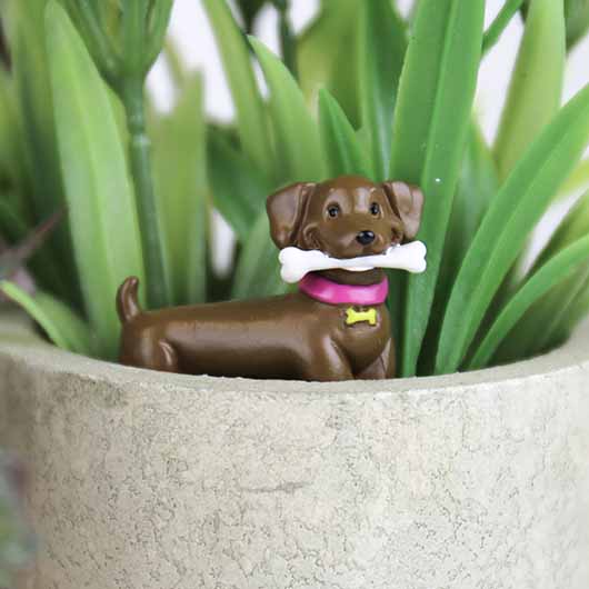 Mini Adorable Dogs Planter Figurine Statues - Plant Pot Garden Marker Decoration