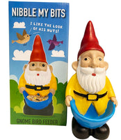 Comedero para pájaros Naughty Garden Gnome: ¡Mordisquea mis pedacitos! - Lindo regalo