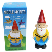 Naughty Garden Gnome Bird Feeder: Nibble my bits! - Cute Gift