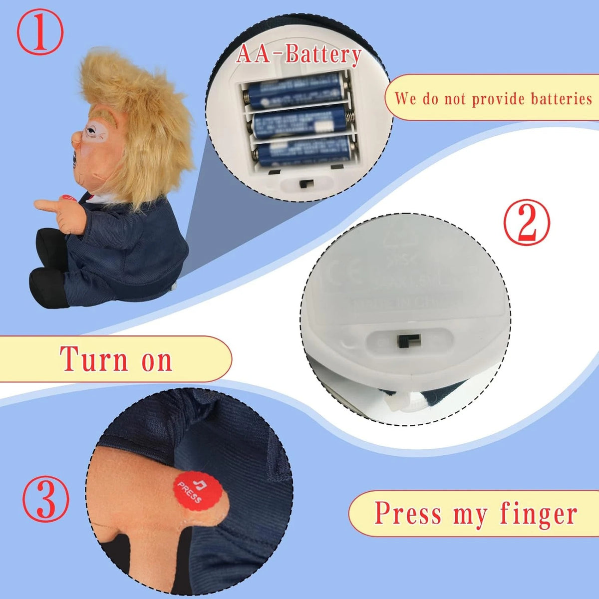 Pull My Finger 💨 Farting Donald Trump Plush Figure Doll 😂 With Animated Hair💨