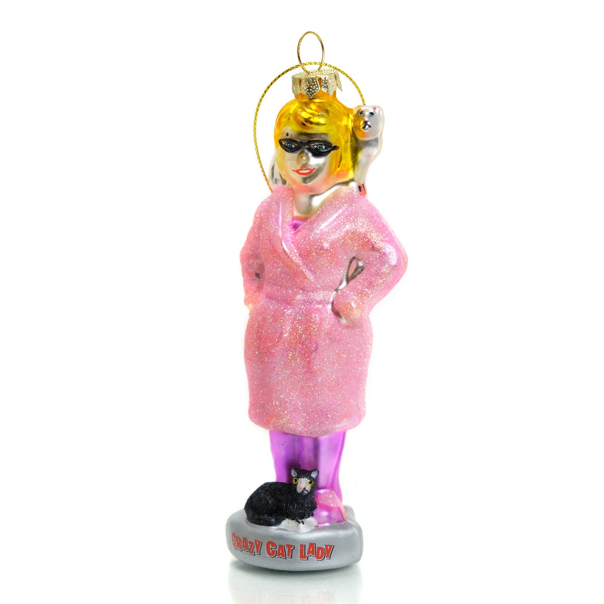 Crazy Cat Lady Ornament - Christmas Art Hand-Blown Glass Decor ® Archie McPhee