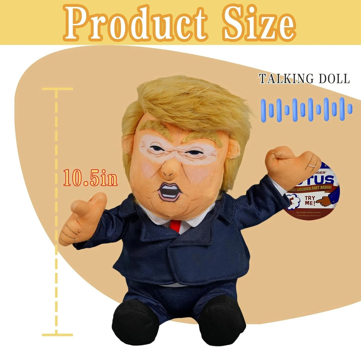 Pull My Finger 💨 Farting Donald Trump Plush Figure Doll 😂 With Animated Hair💨