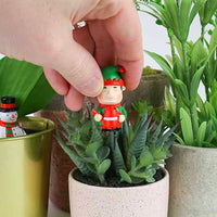 Mini Festive Christmas Gnomes Planter Figurine Markers - Plant Pot Decorations