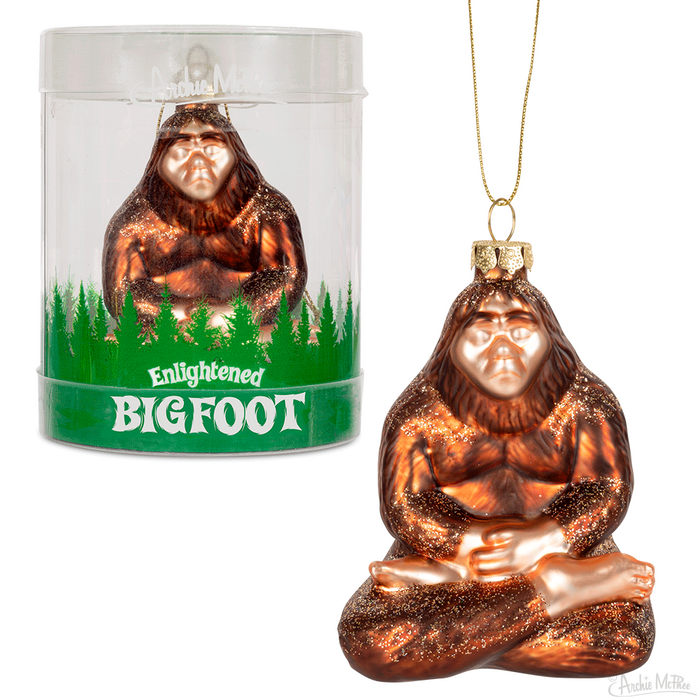 Enlightened Bigfoot Ornament - Holiday Christmas Hand-Blown Glass ®Archie McPhee