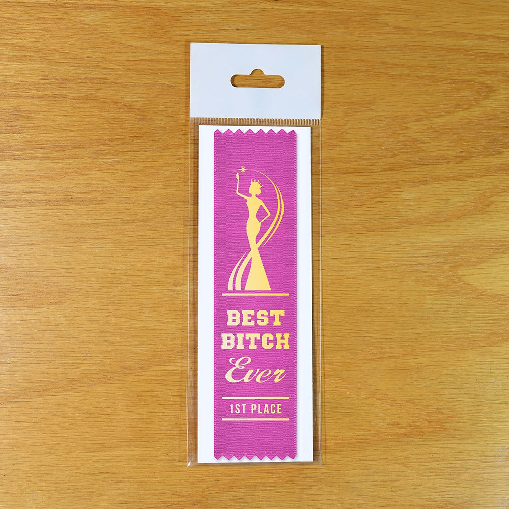 🏆 "BEST BIT#*H EVER 1st Place" Funny Award Ribbon 😂 Gag Gift Joke Prize Adult