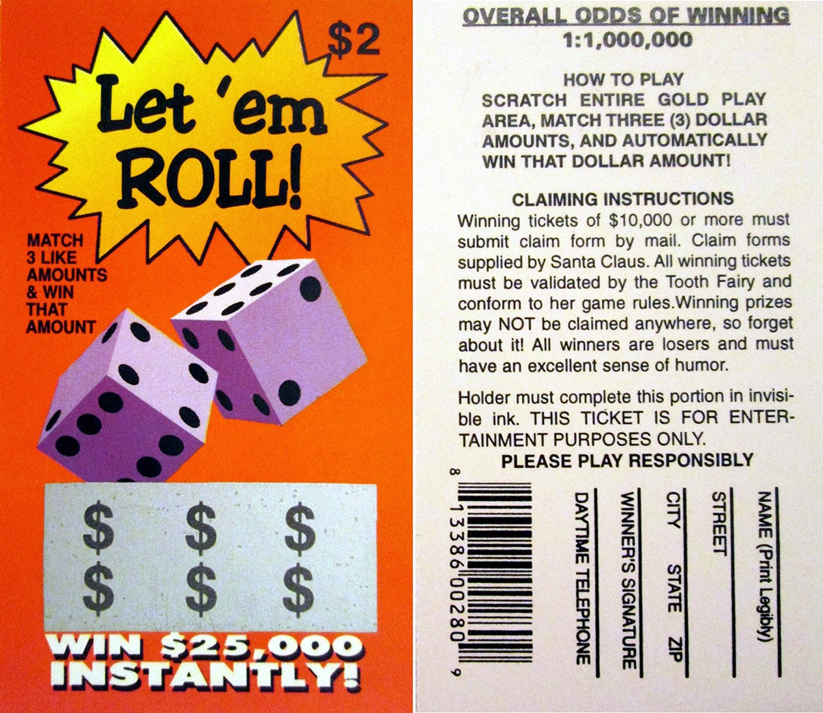 100 Fake Lotto Lottery Tickets Prank Joke - Funny Novelty Gag Joke