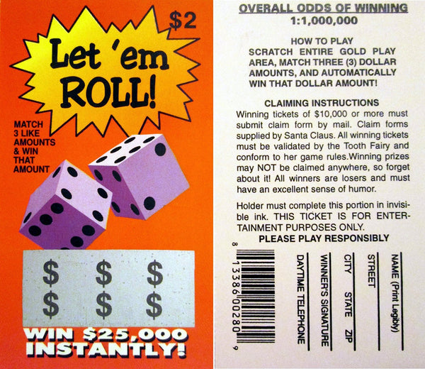 100 Fake Lotto Lottery Tickets Prank Joke - Funny Novelty Gag Joke