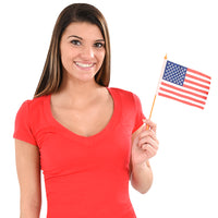 Set of 12 American Flags on Poles ✨  4" x 6" USA Mini Patriotic Hand Flags