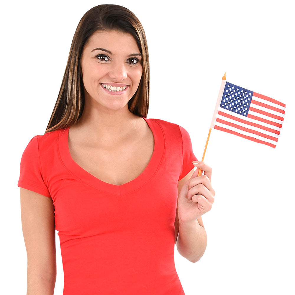 Set of 144 American Flags on Poles ✨  4" x 6" USA Mini Patriotic Hand Flags