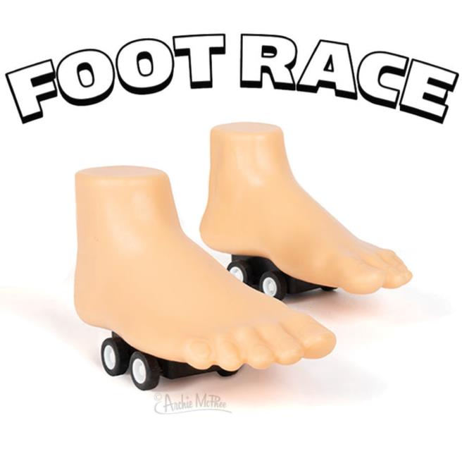 🦶💨 2 Racing Feet Wind-Up Toy Set – Left & Right Foot Pull Back Racers Fun Gag