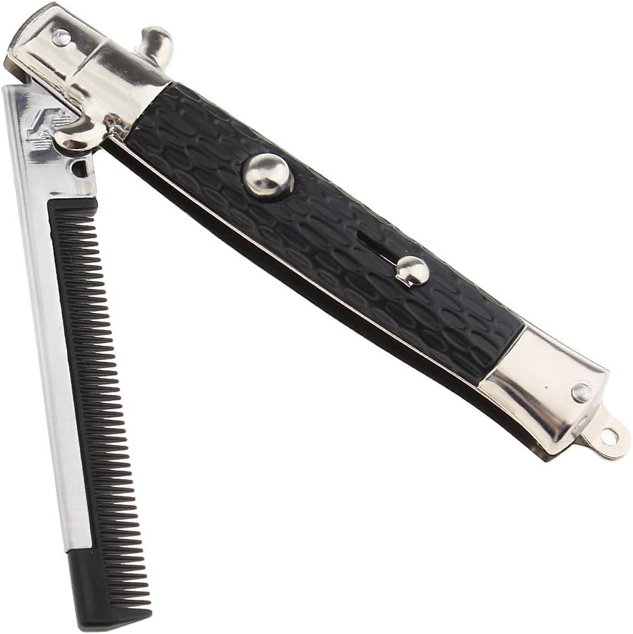 Push Button Pocket Comb – Fake Switchblade Style Folding Hair Comb