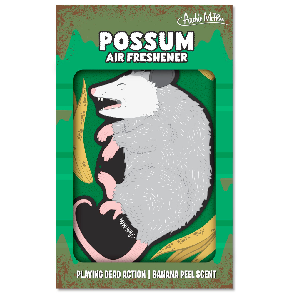 Possum Car Air Freshener - Cute Furry Friend (Banana Peel Scent) - Archie McPhee