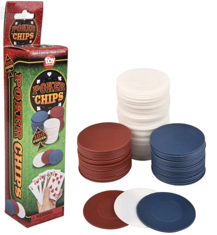 1000 PLASTIC POKER CHIPS 1 1/2 INCH DIAMETER RED WHITE & BLUE RETAIL BOXED