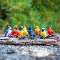 A Collection of Mini Garden Birds - 8pc Tiny Statue Figurines- Archie McPhee