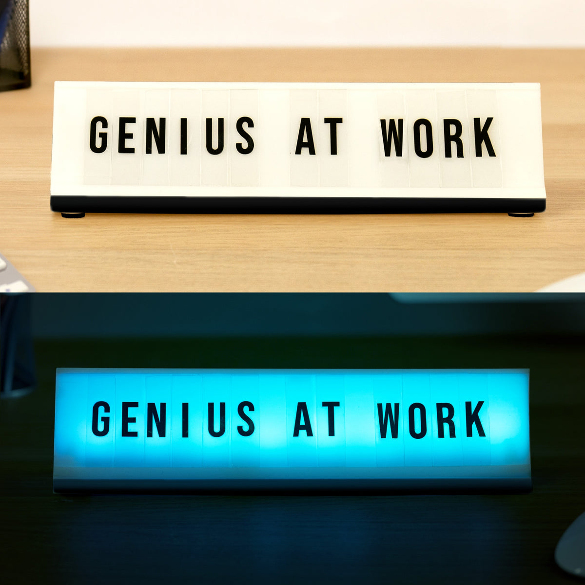 💡 Custom Light-Up Desk Plaque – Personalised LED Messages USB Office Boss Gift