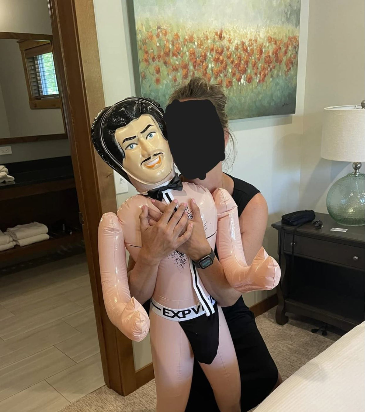 Inflatable Male John Doll Costume for Halloween, Bachelorette Party Gag Blow-Up