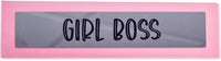 GIRL BOSS Pink Wooden Desk Sign - Funny Office Work Home Gag Gift