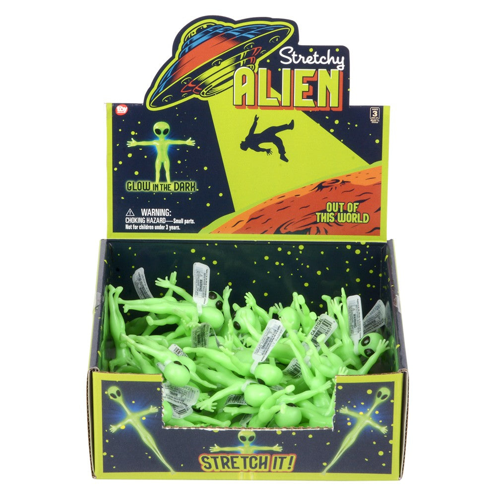 🛸 Case of 48 Glow-in-the-Dark Stretchy Aliens | UFO Kids Toys Party Favors 👽