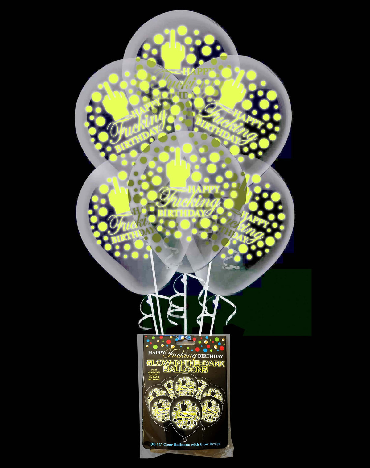 8pk 🎈 Glow in Dark 🟢 Happy Fu#%ing Birthday Party Balloons Funny Naughty Gag😂