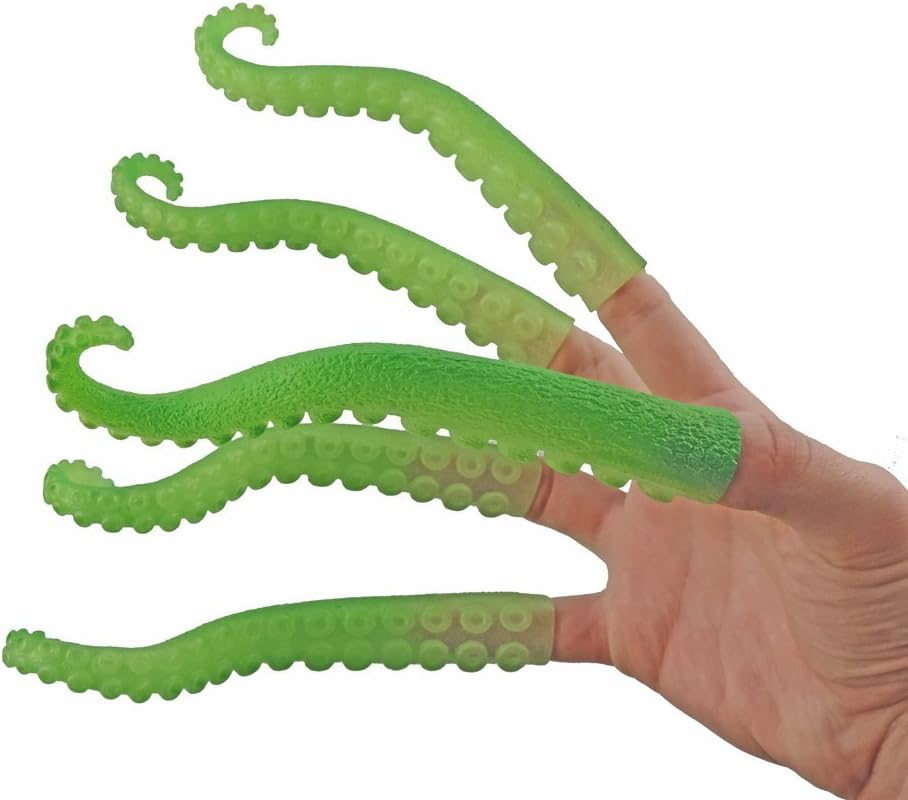 Glow-in-Dark Finger Tentacles (Set of 5) Octopus Hand Puppet Toy - Archie McPhee