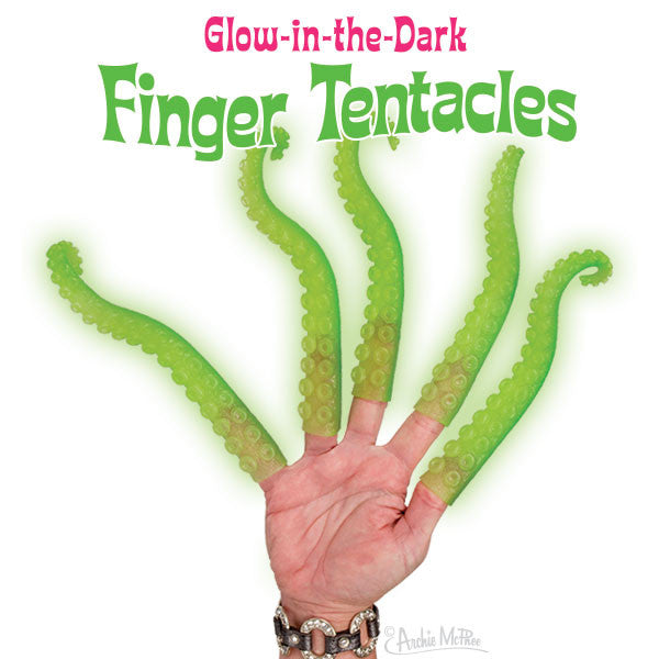 Glow-in-Dark Finger Tentacles (Set of 5) Octopus Hand Puppet Toy - Archie McPhee