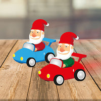 Set of 2 Driving Gnome for Christmas - Santa Racing Car Toys - Battery Free!!