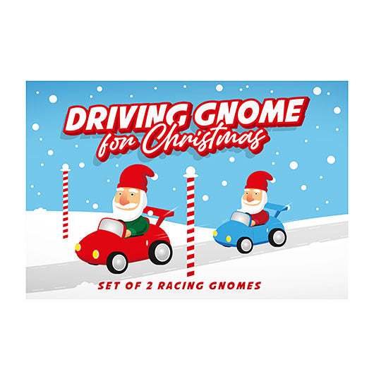 Set of 2 Driving Gnome for Christmas - Santa Racing Car Toys - Battery Free!!