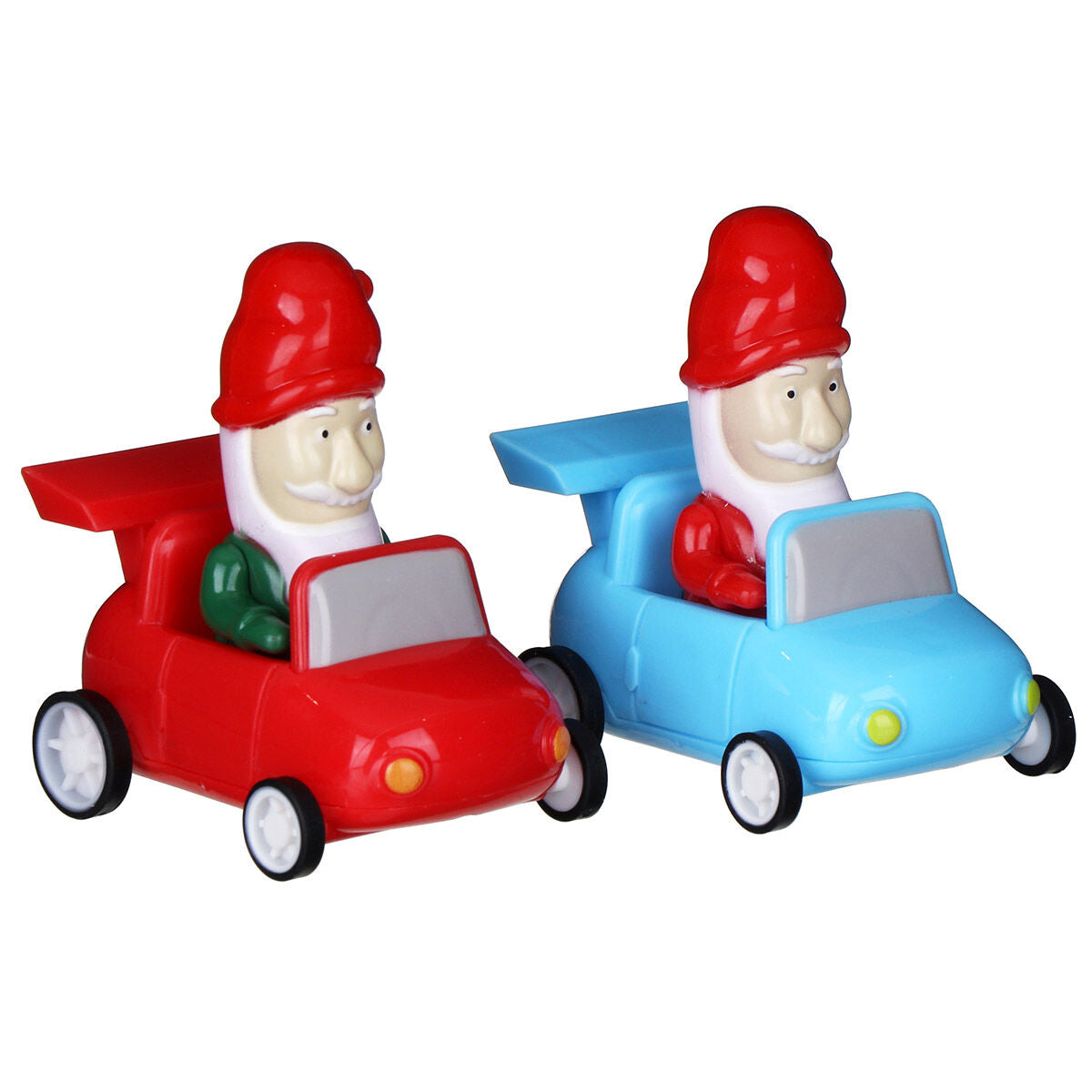 Set of 2 Driving Gnome for Christmas - Santa Racing Car Toys - Battery Free!!