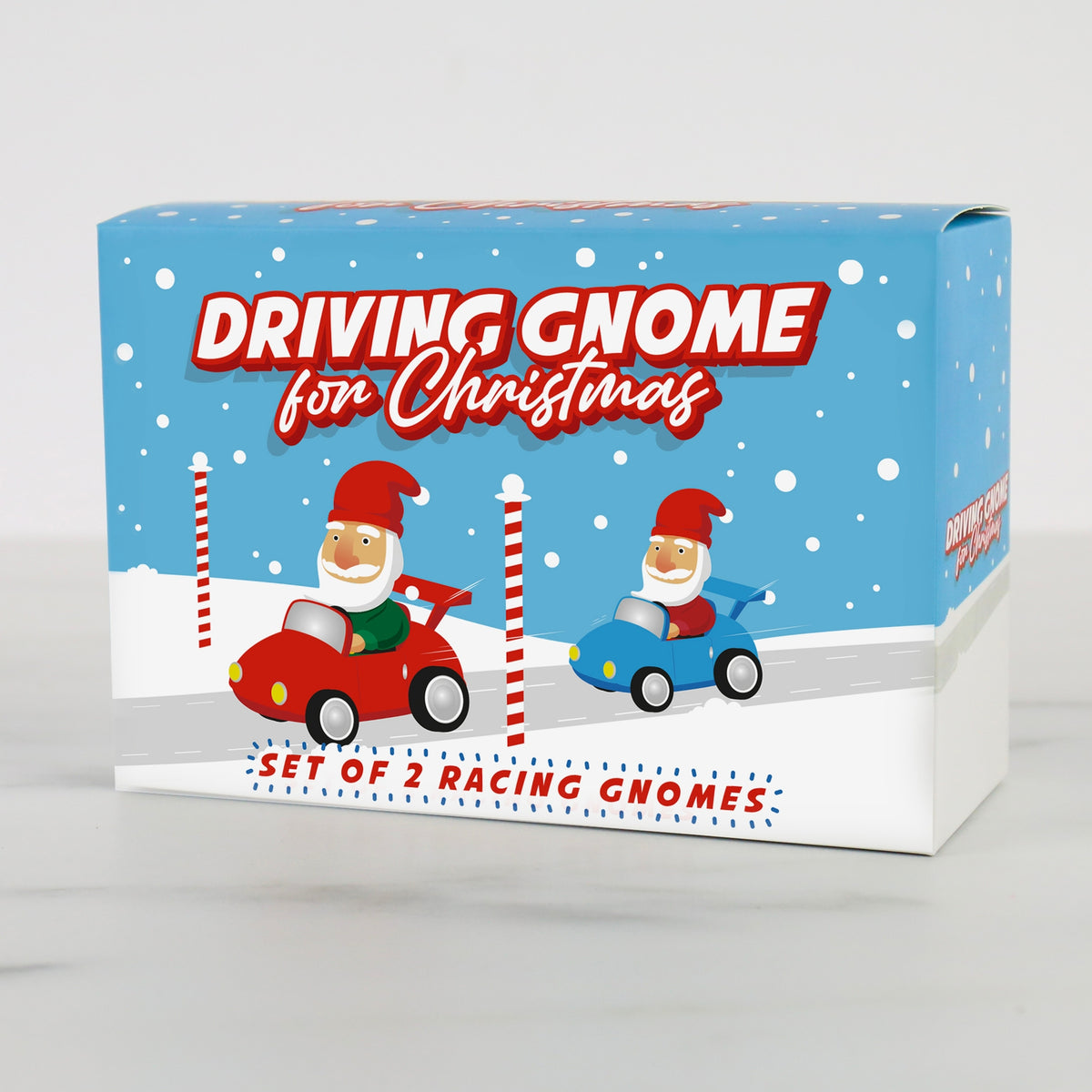 Set of 2 Driving Gnome for Christmas - Santa Racing Car Toys - Battery Free!!