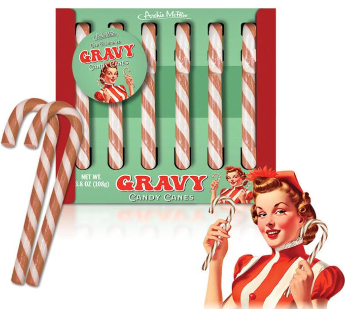 GRAVY Flavored Candy Canes - Bizarre Savory Goodness! Gag Joke - Archie McPhee