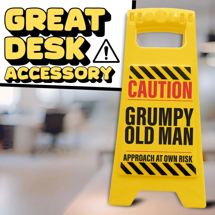 😠 Caution Grumpy Old Man Desk Sign ⚠️ Funny Home Work Office Gag Gift 📛