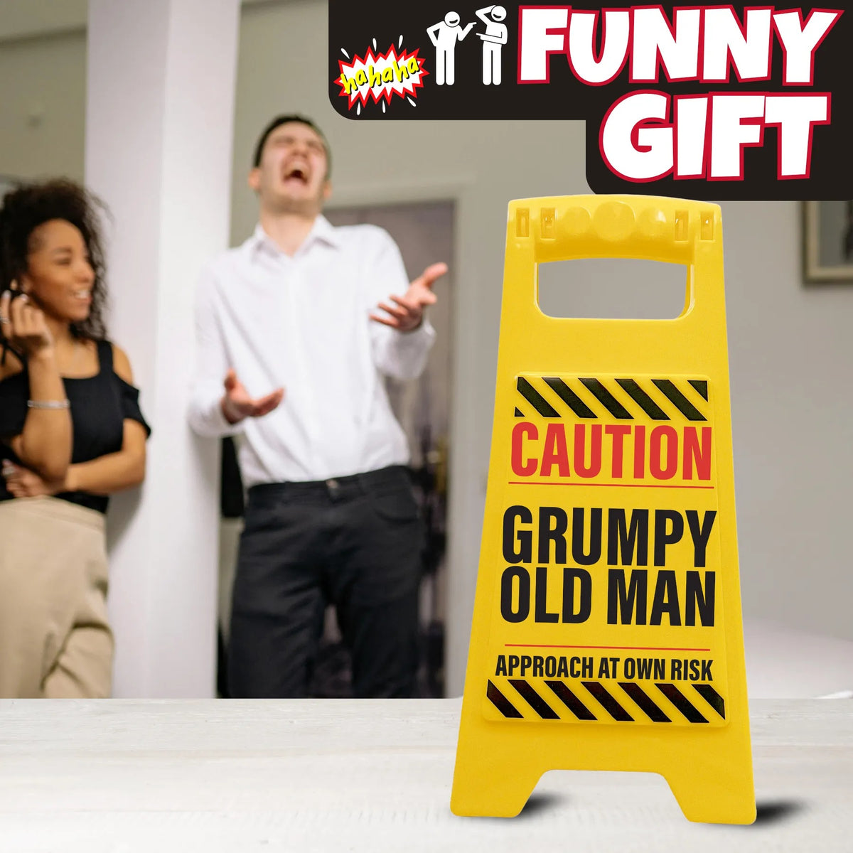😠 Caution Grumpy Old Man Desk Sign ⚠️ Funny Home Work Office Gag Gift 📛