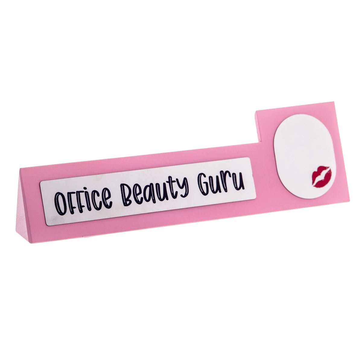 Wooden Desk Sign "Office Beauty Guru" Pink Office Gag Girl Boss Mirror Gift