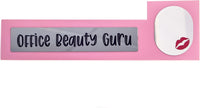 Wooden Desk Sign "Office Beauty Guru" Pink Office Gag Girl Boss Mirror Gift