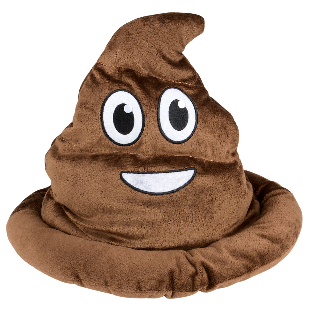 The 💩 Poop Emoji Hat is a funny gag gift and hilarious party costume accessory, shaped like the classic smiling poop emoji with big eyes—perfect for adding quirky fun to any event.