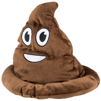 The 💩 Poop Emoji Hat is a funny gag gift and hilarious party costume accessory shaped like the smiling poop emoji, perfect for adding fun to any event.