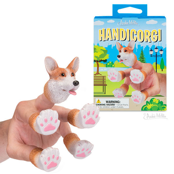 HANDICORGI - Corgi Puppy Dog Finger Tiny Hands Puppet Office Toy - Archie McPhee