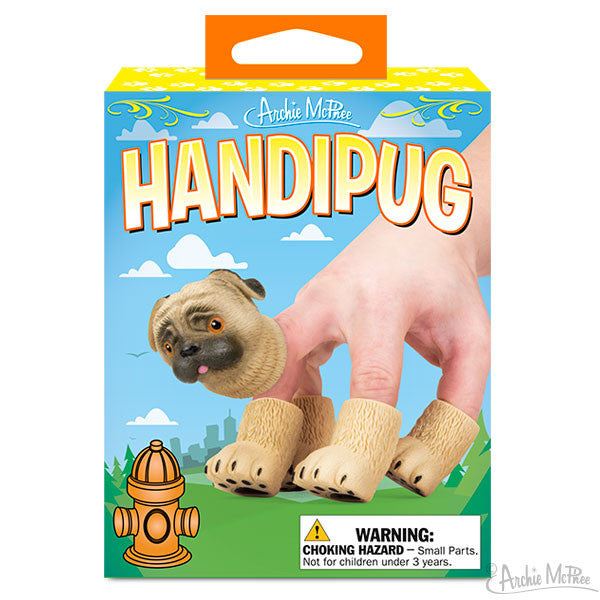 HANDIPUG- Pug Puppy Dog Finger Tiny Hands Puppet Office Toy - Archie McPhee