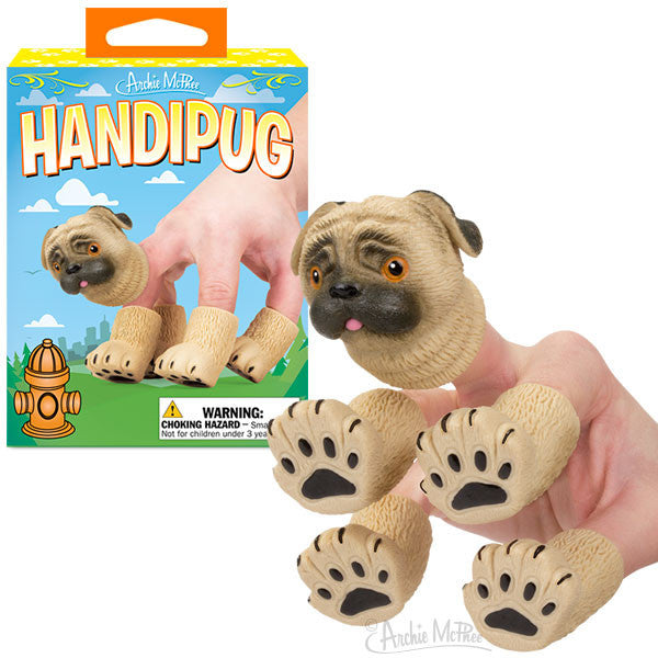 HANDIPUG- Pug Puppy Dog Finger Tiny Hands Puppet Office Toy - Archie McPhee