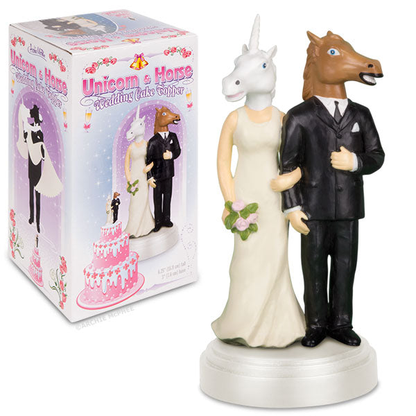 Unicorn and Horse Wedding Cake Topper - Weird & Wacky Fun Decor!  Archie McPhee