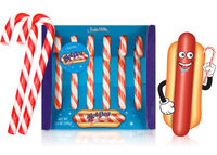 4 BOX SET Bacon Hot Dog Mac & Cheese Gravy Flavored Candy Canes - Archie McPhee